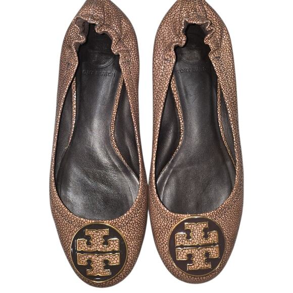 Tory Burch Reva Coconut Stingray Leather Flats - Picture 3 of 5